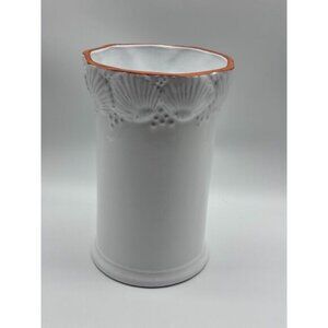 Portugal White Ceramic Pottery 10"X 6" with Embossed sea shells